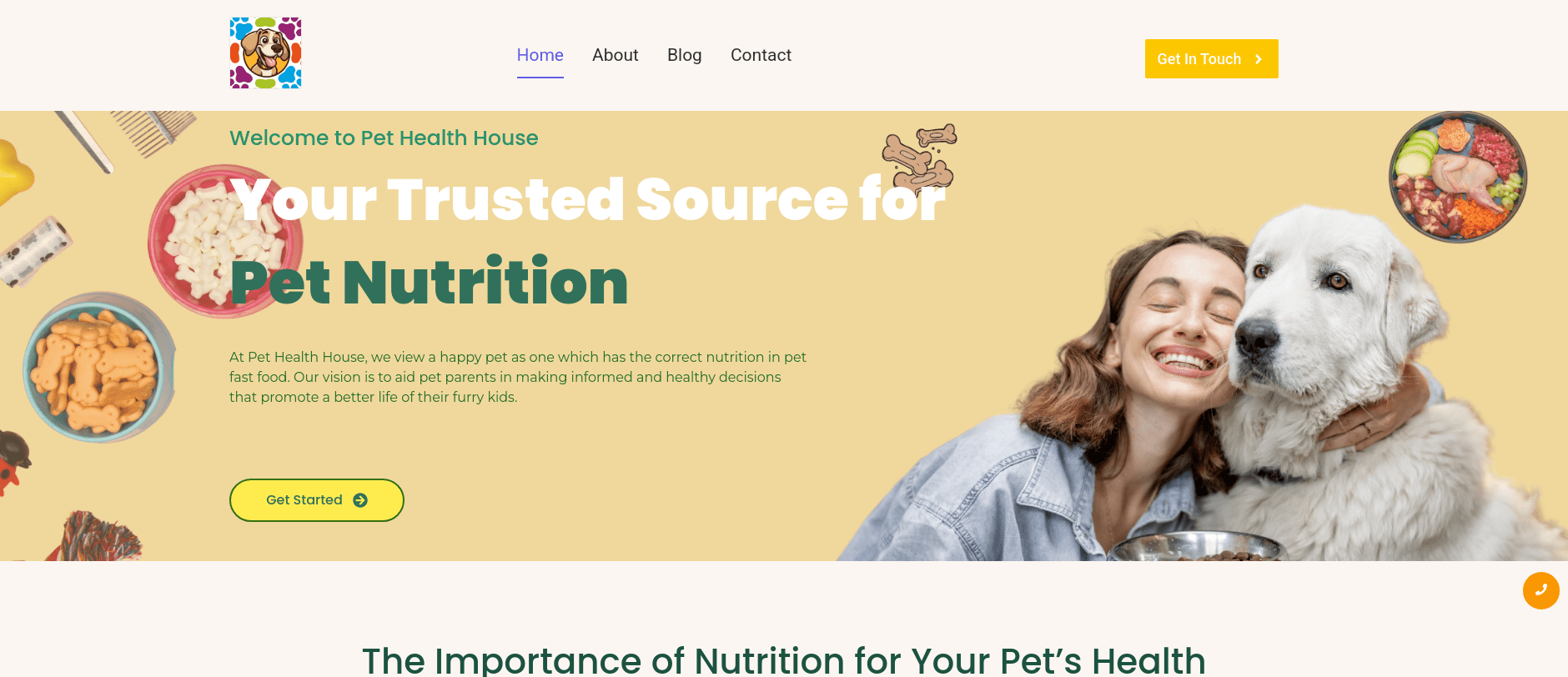 pet health house website screenshot